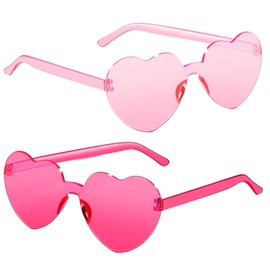 AGGKKY Heart Shaped Sunglasses for Women Colorful Glasses Fun Trendy Transparent Heart Sunglasses Party Favor (2 Pairs-Pink&Rose)