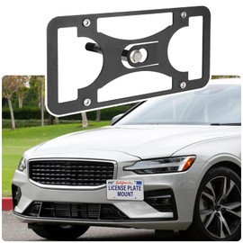 No Drill License Plate Holder Compatible with Volvo XC60 2008-2017 Front Tow Hook License Plate Mount Bumper Bracket Holder Car Tag Frame Adapter Accessories