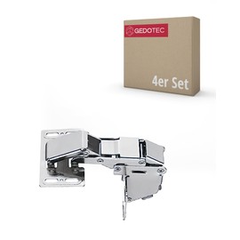 Gedotec Caravan Hinge CH 600 Flap Hinge with Soft-Close Damping Furniture Hinge for Stop with Bezel Nickel-Plated Steel Pack of 4 Adjustable Cabinet Hinge