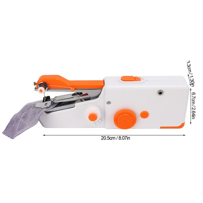 Handheld Sewing Machine Orange Portable Mini DIY Ergonomic Handle Electric