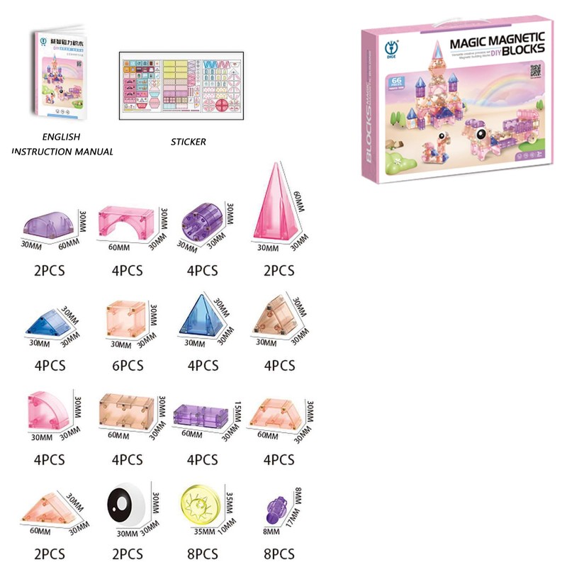 Magnetic Blocks for Toddlers Toys, 3D Translucent Magnet Building Cubes
