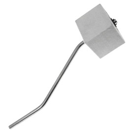 BASS DRUM PEDAL BEATER, White Felt, Square, Chrome Shaft, Bent for Double Pedal