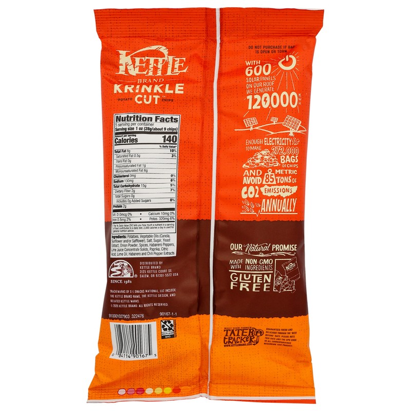 Kettle Foods Habanero Lime Krinkle Cut Kettle Chips, 5 OZ