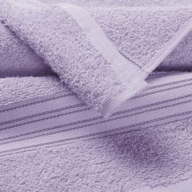 BOUTIQUO 6 Pack Cotton Towel Set, Contains 2 Bath Towels 28x55 inch, 2 Hand Towels 16x24 inch & 2 Wash Coths 12x12 inch, Ideal Everyday use, Ultra Soft Compact & Lightweight - Purple