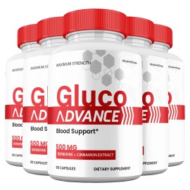 Gluco Advance Capsules, Max Strength Blood Support Supplement (5 Pack)