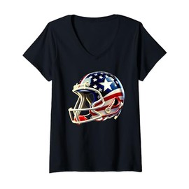 Cool American Football Helmet With American Flag Decal USA V-Neck T-Shirt