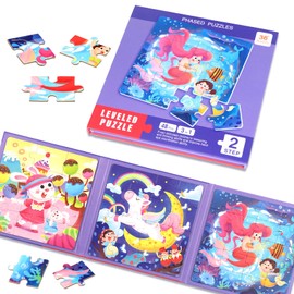 Magnetic Puzzles for Toddlers 1-3, Cartoon Mermaid Magnet 3 in 1 Jigsaw Puzzle, Kids Travel Puzzles Toys, Preschool Learning Toy for Kids 1-8 Year (Mermaid)