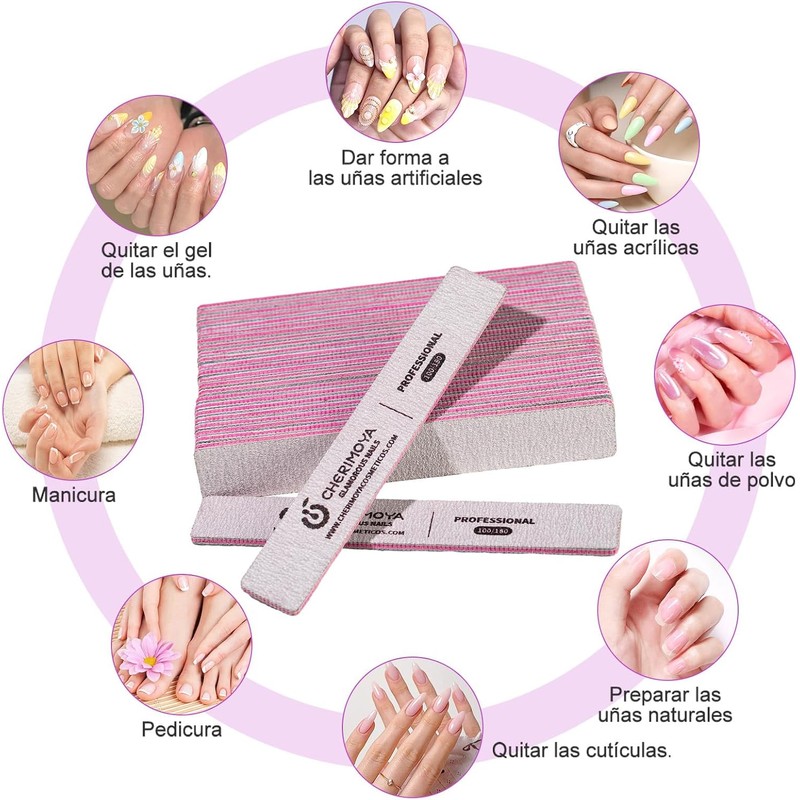 CHERIMOYA Lima de Uñas Profesional Forma Peine-Set 25 Pzs-Grano 100/180