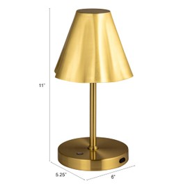 Bloomingville Metal LED Rechargeable Table Lamp with Touch Sensor, Gold Finish