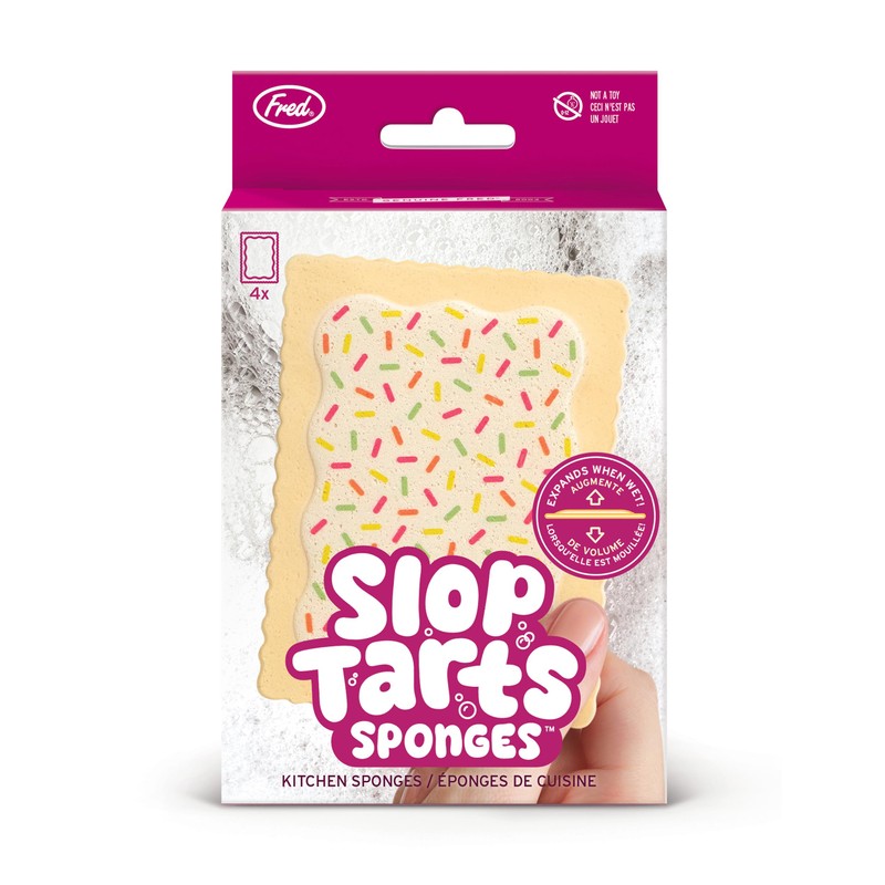 Genuine Fred SLOP TARTS, Set of 4, Compressed Kitchen Sponges,