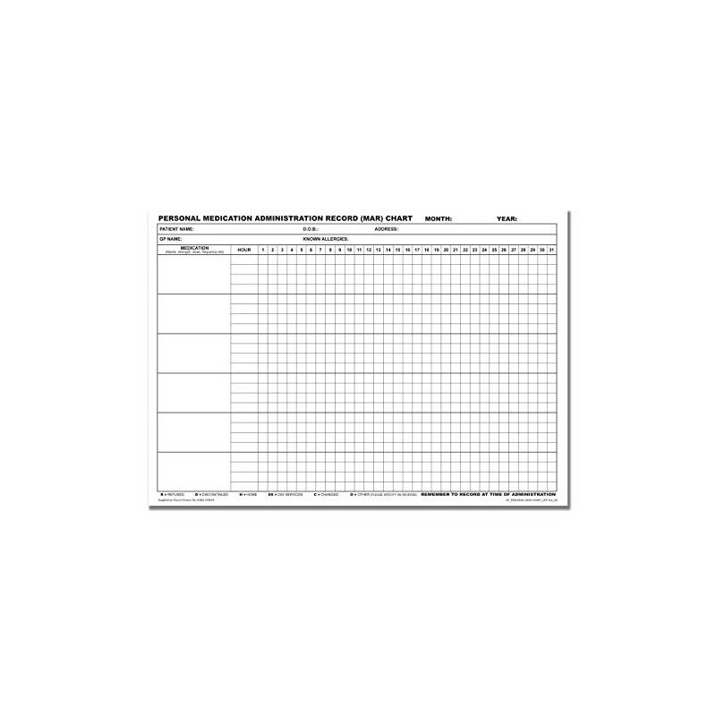 Cherry Personal MAR Chart (Medication Administration Record) Pad A4 12pages