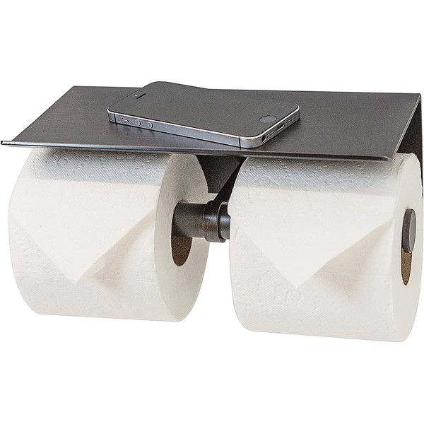Reversible Toilet Paper Holder with Phone Shelf, Modern Style (Oil Rubbed Bronze, Single)