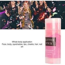 Brillo en Barra para Mujeres y Niñas, Brillo Cosmético para la Cara y el Cabello Corporal con Adherencia para Halloween, Navidad, 16g (Pink)