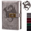 Dragon Leather Journal Notebook, Diary with Combination Lock, Lined/Blank Paper