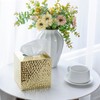 MyGift Modern Hammered Brass Tone Metal Cube Facial Tissue Box