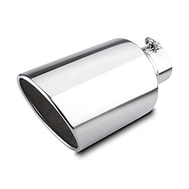 LCGP Exhaust Tip 4" Inlet 7" Outlet 15" Long,Bolt On, Stainless Steel, Rolled Angle Cut, Polished