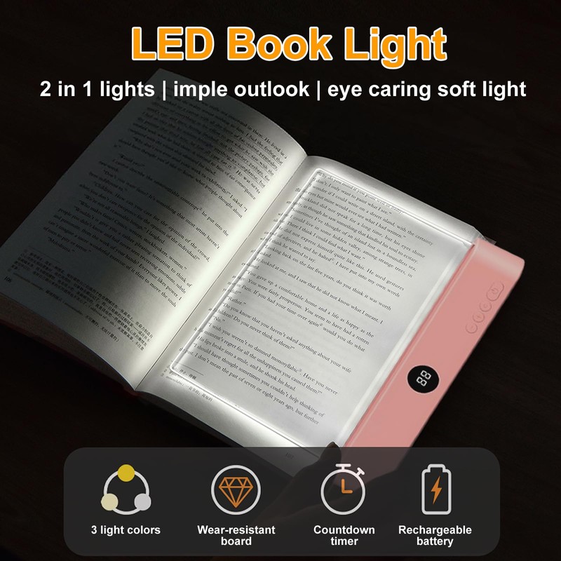 Book Light, Rechargeable Reading Lights for Books in Bed -