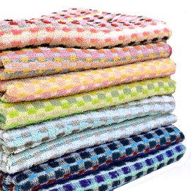 Towel Face Towel, Set of 10, Assorted Color Patterns, Eco Face Towel, Approx. 13.4 x 31.5 inches (34 x 80 cm), Earth and Wallet, 100% Cotton, Uses Residue Yarn, Eco Eco Eco Eco Eco Eco Towel, Face, Cute, Cotton, 100% Cotton