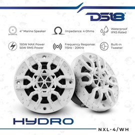 DS18 MP4/WH White Marine Speaker - 4", 2-Way, 150W Max, 100% UV Stable, IPX5 Marine, 4 Ohms - for All Elements, UTV, ATV & Jeeps (2 Speakers)