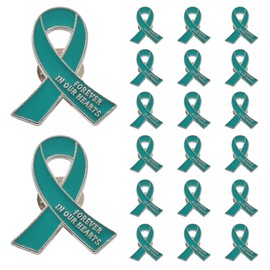 20 Pcs Funeral Ribbon Awareness Pins Memorial Lapel Brooches Forever In Our Hearts For Mourning Event, Small, Metal, no gemstone
