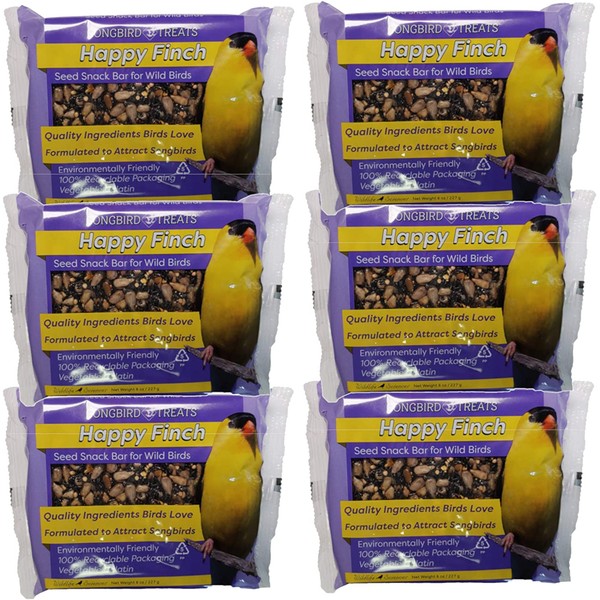 Songbird Treats Seed Cake Happy Finch 6 Pack of Seed Cakes | 8 oz Bird Seed Cakes for Wild Birds