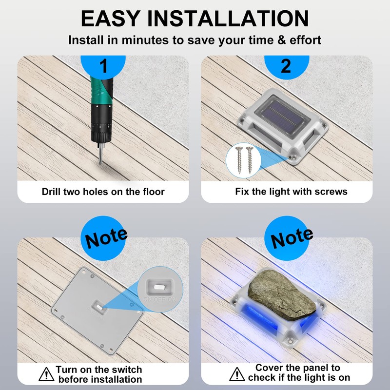 CREPOW Solar Deck Lights Driveway Dock Lights- 8 Packs Waterproof