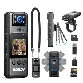 BOBLOV Body Camera with Video and Audio Recording 128G A23 Compact Bodycam up to 9 Hours Long Battery Life -360°Clips and Night Vision for Bike, Hiking, Walking Easy-to-Use