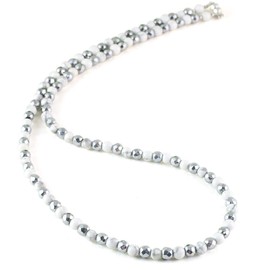 Ronotico jnk-33-50 Magnetic Necklace, Fashionable, Unisex, Howlite, Natural Stone, Silver 925 Magnetic Clasp, Men, Women, Made in Japan, Gemstone, Howlite