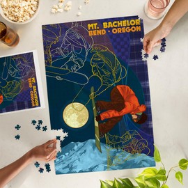 Lantern Press 1000 Piece Jigsaw Puzzle, Mt. Bachelor, Oregon, Timelapse Snowboarder
