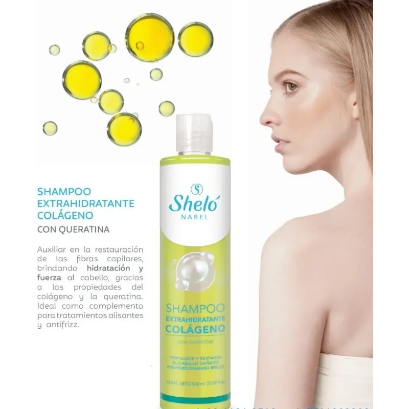 2 Shampoo Extra Hidratante Colágeno Queratina Restaura Sheló