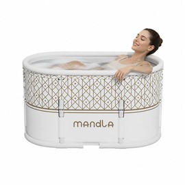 Portable Bathtub for Adults, 37.4" Foldable Bathtub No Installation, Freestanding Shower Soaking Tub with Cushion, 6-Layer PVC Hot & Cold Bath Tub with Dual Drain, Indoor Outdoor,Coffee