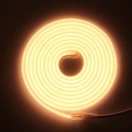 HEGEHE COB Neon LED Strip, 230 V 288 leds/m Super Bright High Density, Diffusion Neon Flex LED Hose for Indoor Outdoor Use Home Kitchen DIY Decoration (Warm White, 5 m)