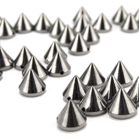 AIYUE 100pcs 12mm Silver Gold Gun Black Acrylic Bullet Spike Cone Studs, Beads, Sew On, Glue On, Stick On, DIY Garments, Bags & Shoes Embellishment (Gun black100)