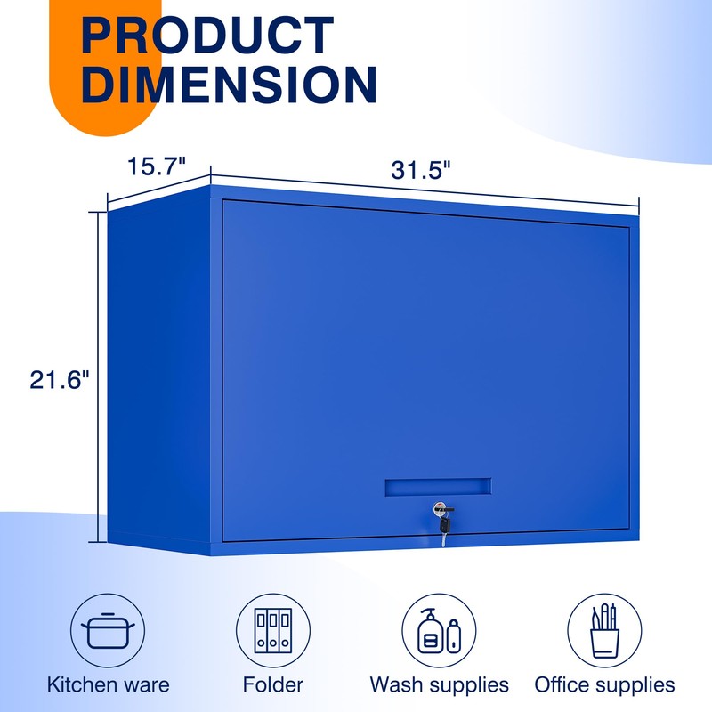Yizosh Metal Garage Wall Cabinet with Doors and Shelves, Wall