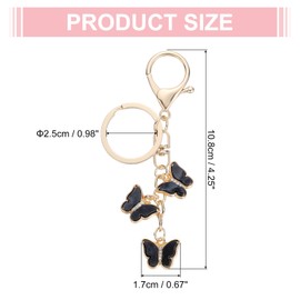 sourcing map Butterfly Keychain, Acrylic Pendant Key Chain Keyring Holder Car Bags Charm Accessory Cute Keyring for Women, Black