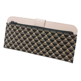 Inden 2809-11 Long Wallet, Thin, Deer Leather, Mountain Fuji Pattern, Black & White Lacquer