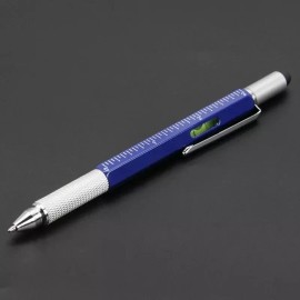 Unbranded 7 in1 Multifunction Ballpoint Pen with Modern Handheld Tool Measure Technical - Blue