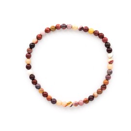 Taddart Minerals Colourful bracelet made from natural gemstone Mookaite with 4 mm balls strung on elastic nylon thread - handmade, Rubber, Mookaite