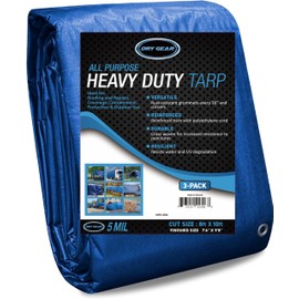 Tarps Blue All Purpose Waterproof 8x10 (Pack of 3) - All Purpose 5 MIL Tarp - High Durability Pack of 3 8x10 Tarps - Construction, Rain Shelter, Outdoor Cover and Camping Use by Dry Gear