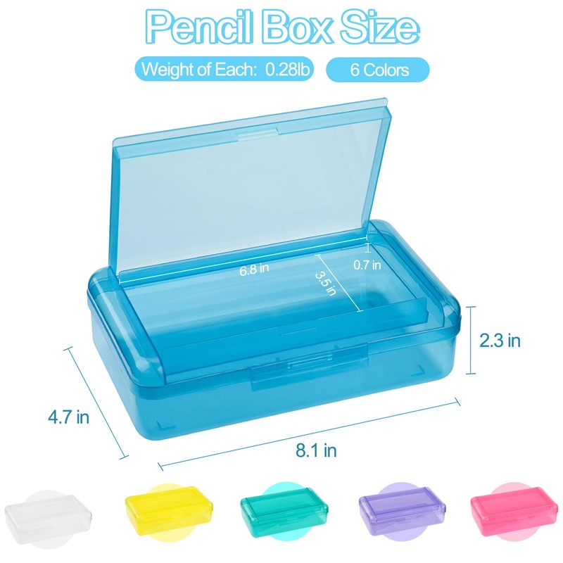 Pencil Box, Double Layer Large Capacity Pencil Case, Translucent Plastic