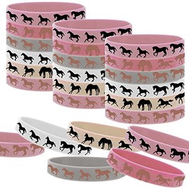 CupaPlay 48PCS Cowgirl Party Horse Rubber Bracelets - Derby Day Horse Race Party Favors Supplies Horse Lovers Birthday Decorations Gifts Prize Silicone Wristbands
