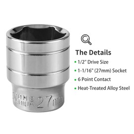 A.I.FORCE RV Water Heater Element Socket Wrench, 1-1/16 Inch Socket for 3/4" NPT Thread Magnesium Rods on RV, Camper Travel or Trailers, 6-Point with 1/2 Inch Socket Drive