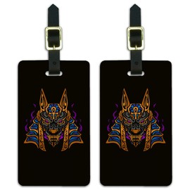 Anubis Egyptian Jackal God of Death Luggage ID Tags Carry-On Cards - Set of 2