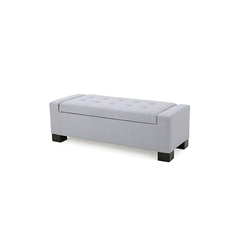 Christopher Knight Home Guernsey Fabric Storage Ottoman, Light Grey