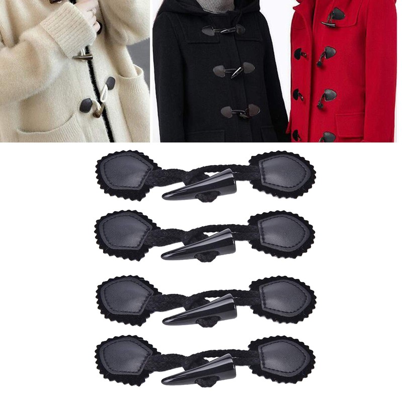 freneci 4 Pairs Leather Horn Toggle Closure Buttons Coat Jacket