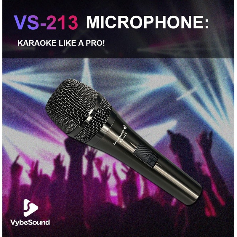 VybeSound VS-213 Professional Dynamic Vocal Microphone – 13ft XLR Cable,