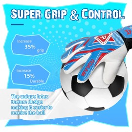 WVVOU Goalkeeper Gloves Children and Teenagers, Football Goalkeeper Gloves, Football Gloves, Double Protection, Portability, Super Hold