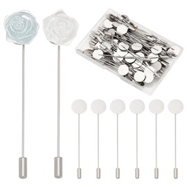 UNICRAFTALE 80 Pieces Brooch Accessories Made of Stainless Steel 77 mm Long Flat Round Metal Tray Lapel Pin Safety Pins Brooch Pin Suit Tie Hat Pin Scarf Badge For