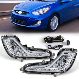 AFOGGEST Daytime Running Light For Hyundai Accent 2012 2013 2014 2015 2016 Halogen Fog Lamp With LED Driving Light Assembly