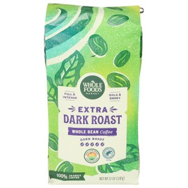 Whole Foods Market, Extra Dark Roast Whole Bean Coffee, Full & Intense, Bold & Smoky, 12 Ounce